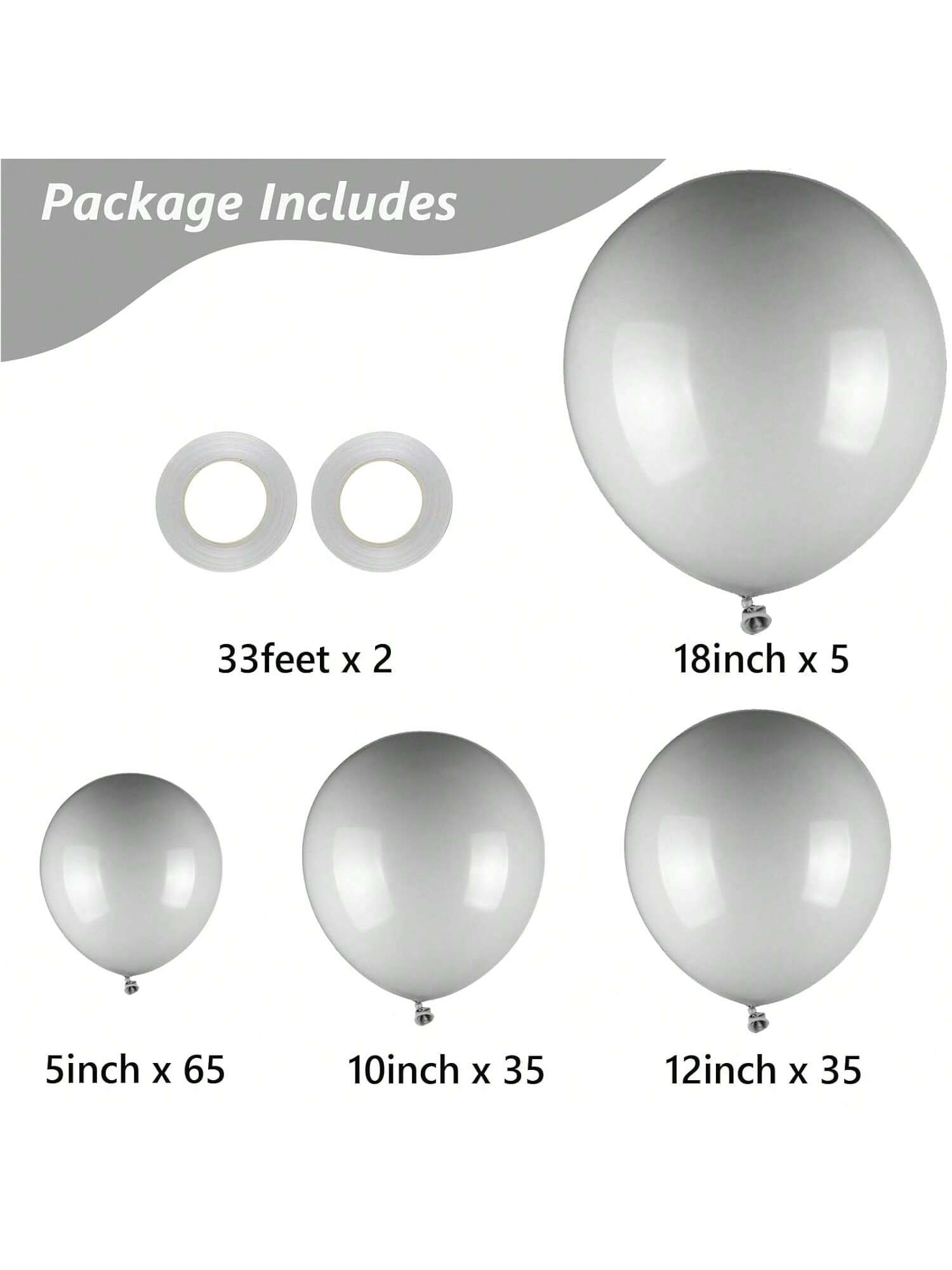 140PCS Grey Latex Balloons 5-18 Inch BOHO Party Birthday Halloween Garland