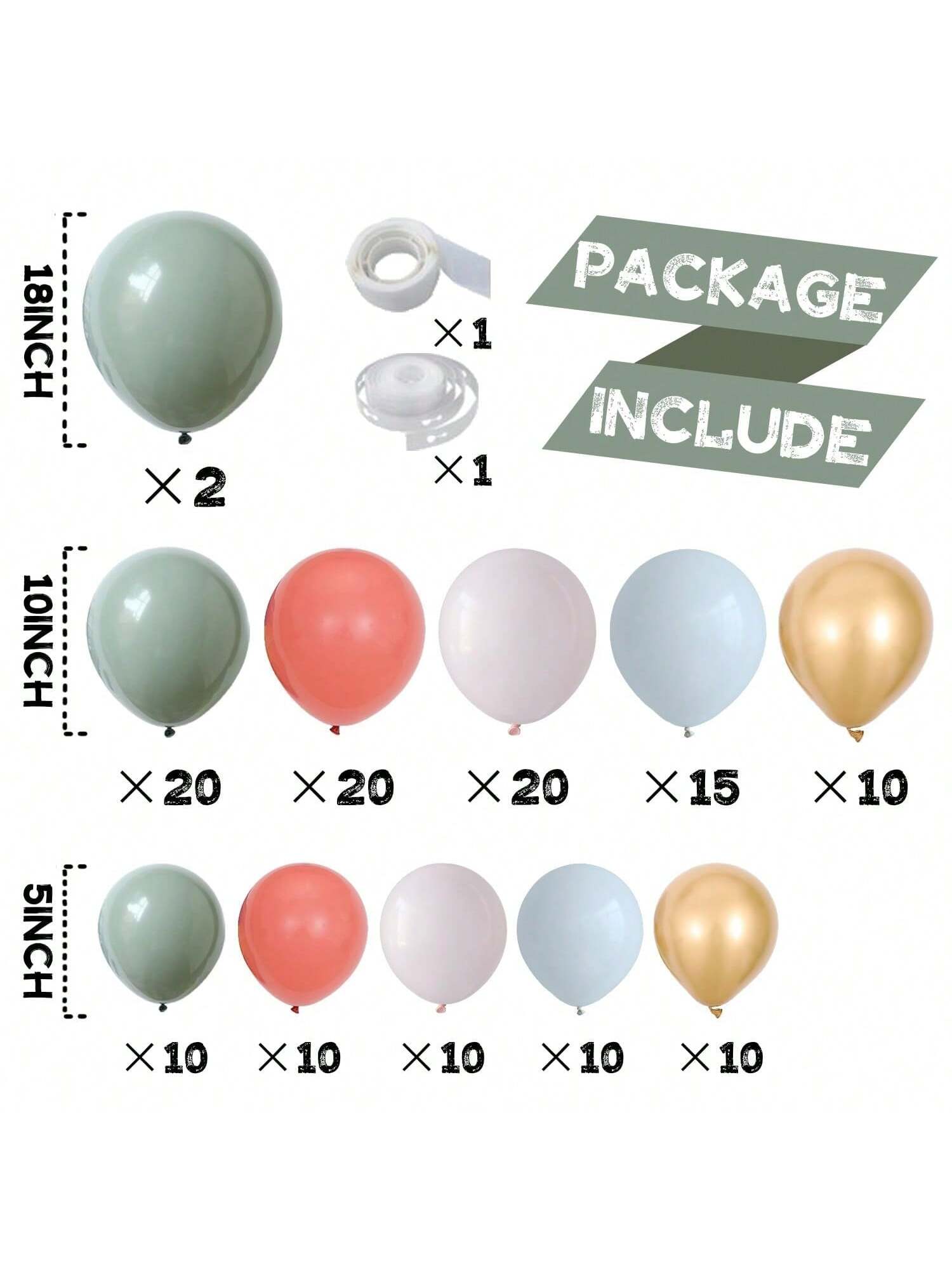139PCS Bridal Shower Balloon Arch Kit in Sage Green, Pink & Gold