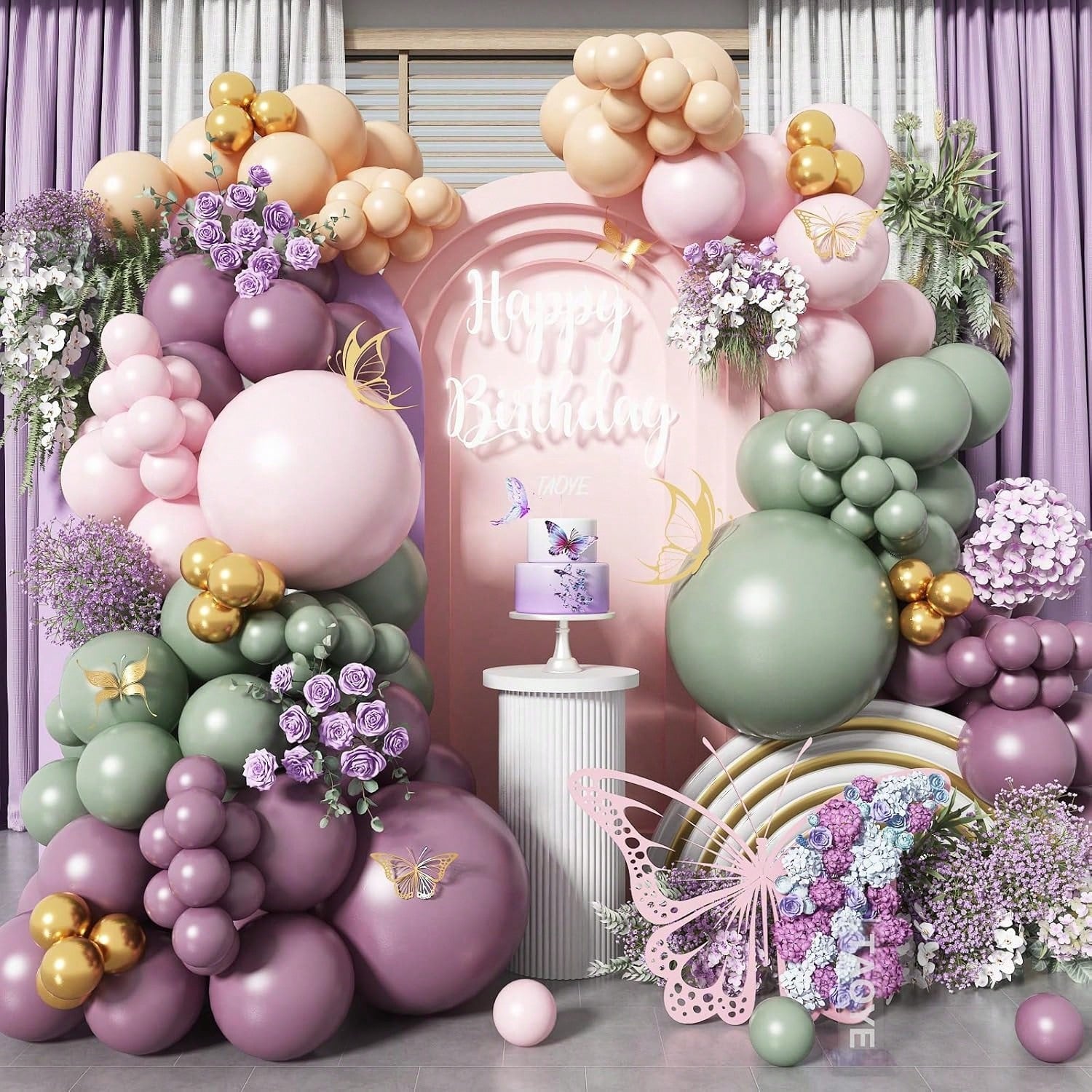 Dusty Blue Balloon Arch Kit 134 pcs Slate Baby Blue White Clear with Bow Decor