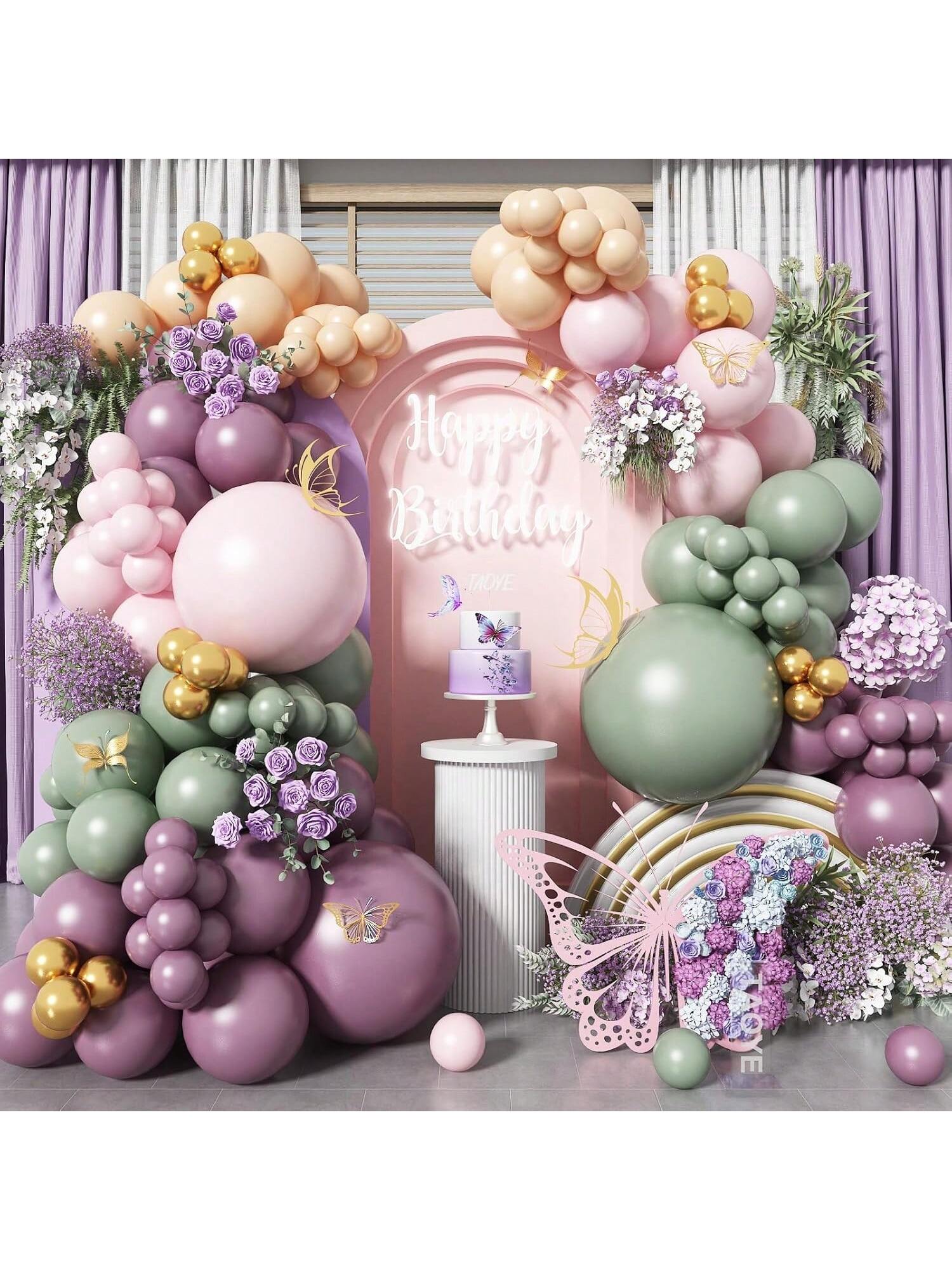 Dusty Blue Balloon Arch Kit 134 pcs Slate Baby Blue White Clear with Bow Decor
