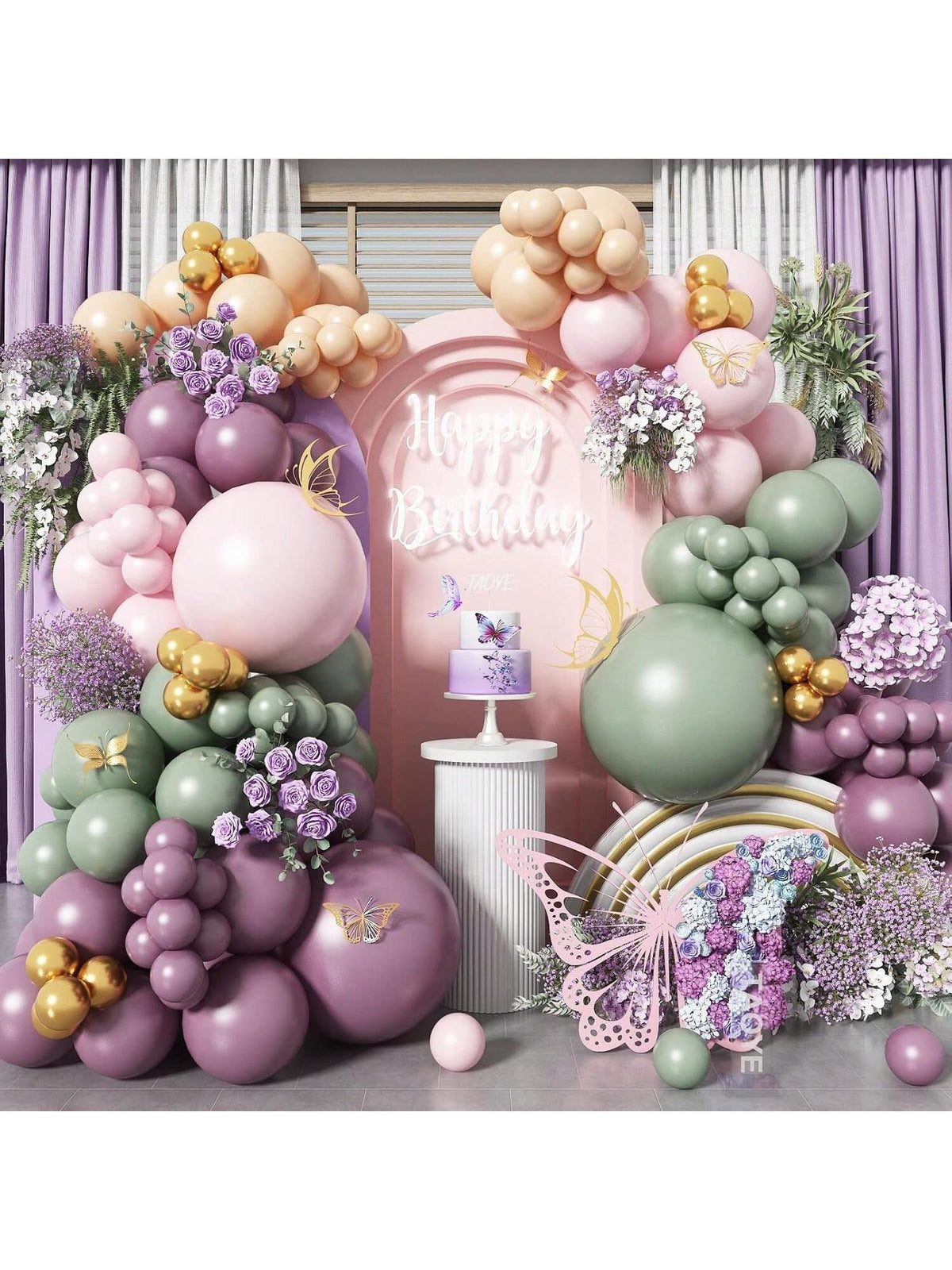 Dusty Blue Balloon Arch Kit 134 pcs Slate Baby Blue White Clear with Bow Decor