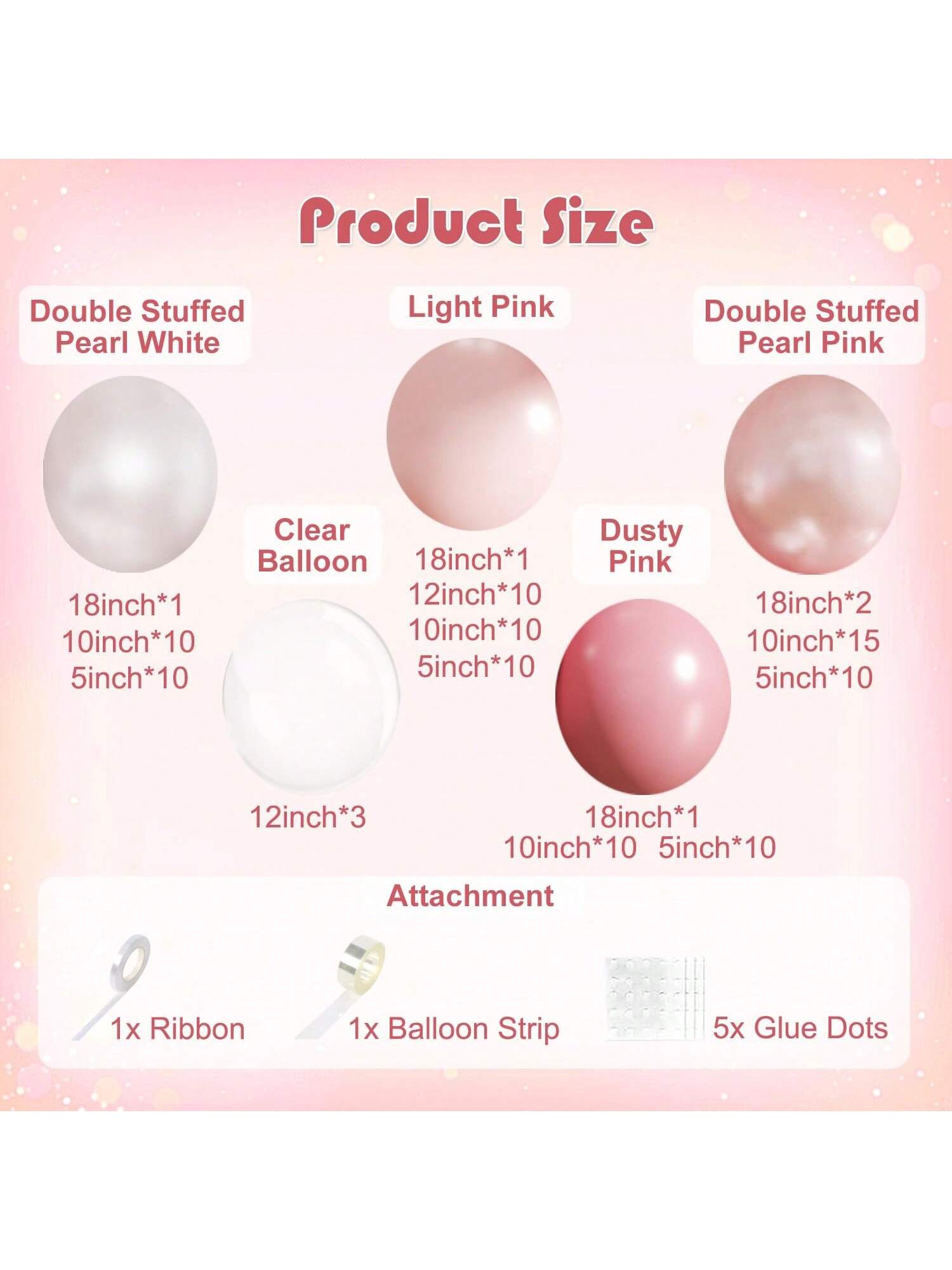 103-Piece Dusty Pink Balloon Arch Kit Pink White Pastel Clear for Party Decor