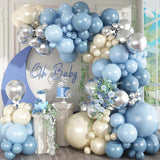 Dusty Blue Balloon Arch Kit 125 pcs Light Blue Sand White Silver Party Decor