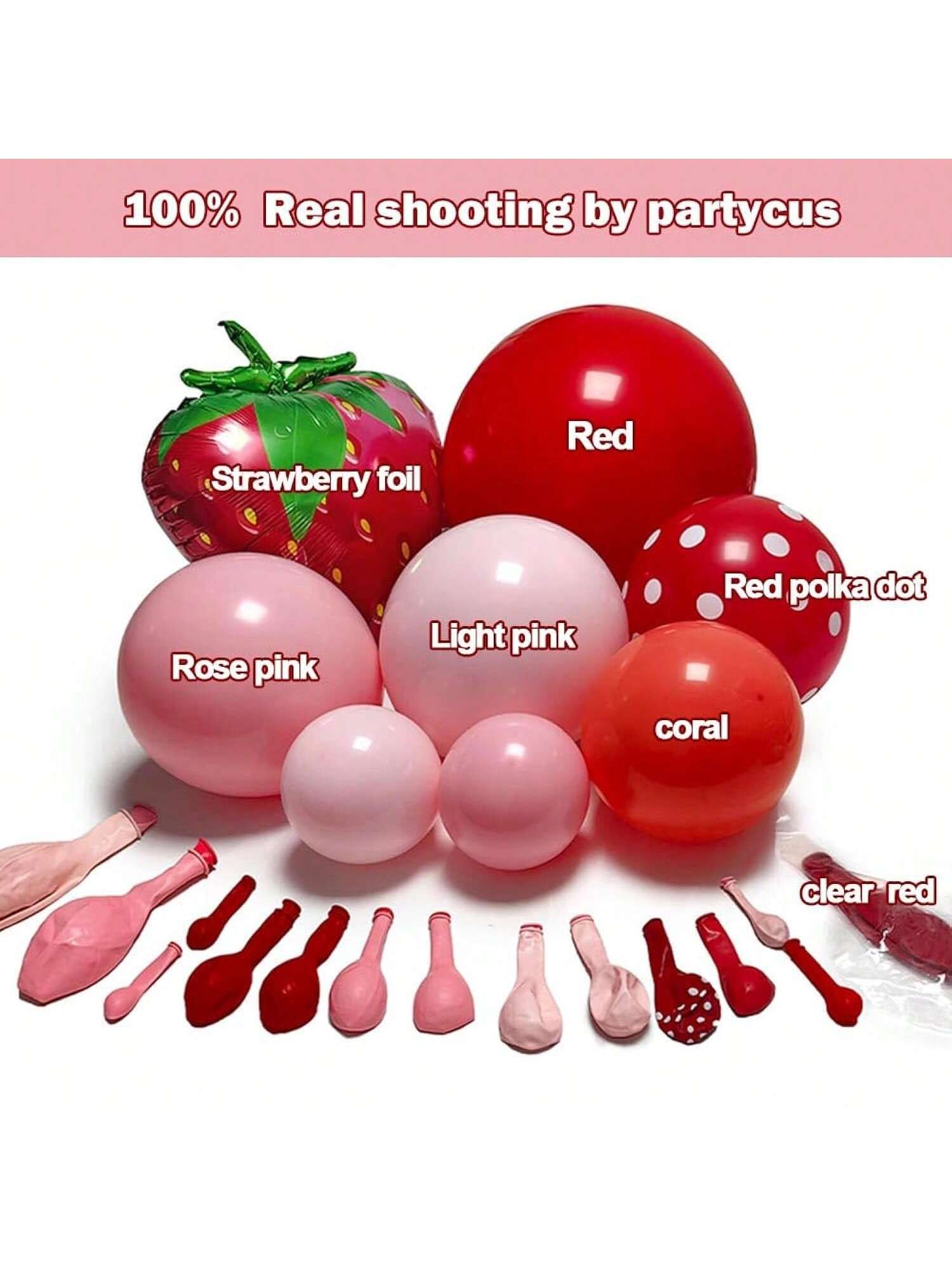 Double-Stuffed Strawberry Balloon Arch Kit Pastel Red Pink Coral Balloons