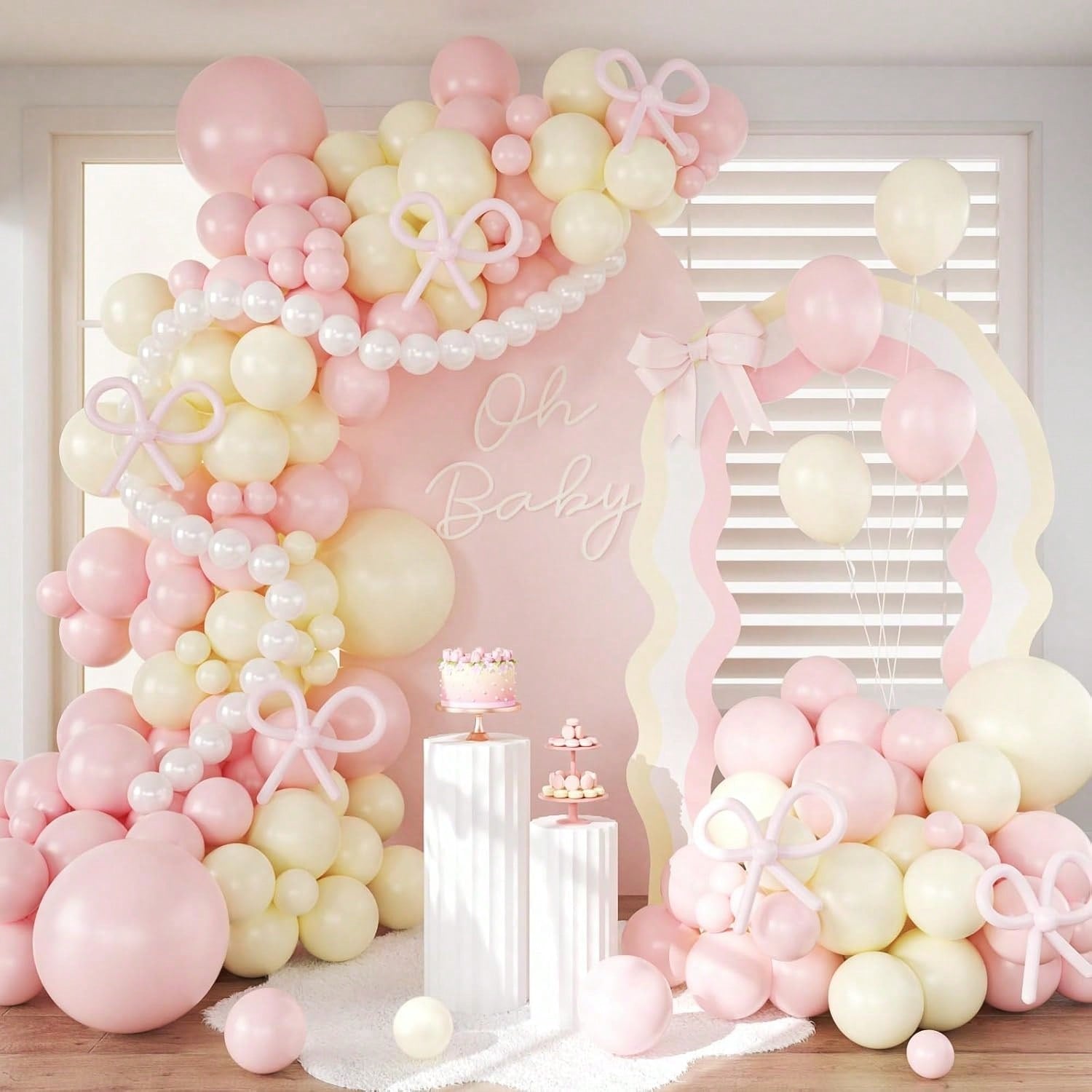 161pcs Pink and Yellow Balloon Arch Kit Birthday Wedding Baby Shower Decor