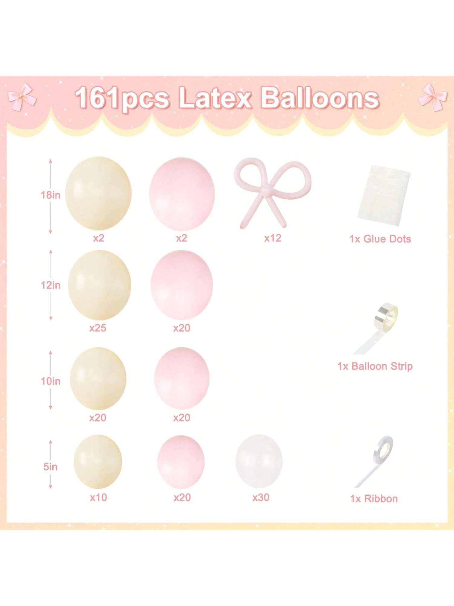 161pcs Pink and Yellow Balloon Arch Kit Birthday Wedding Baby Shower Decor
