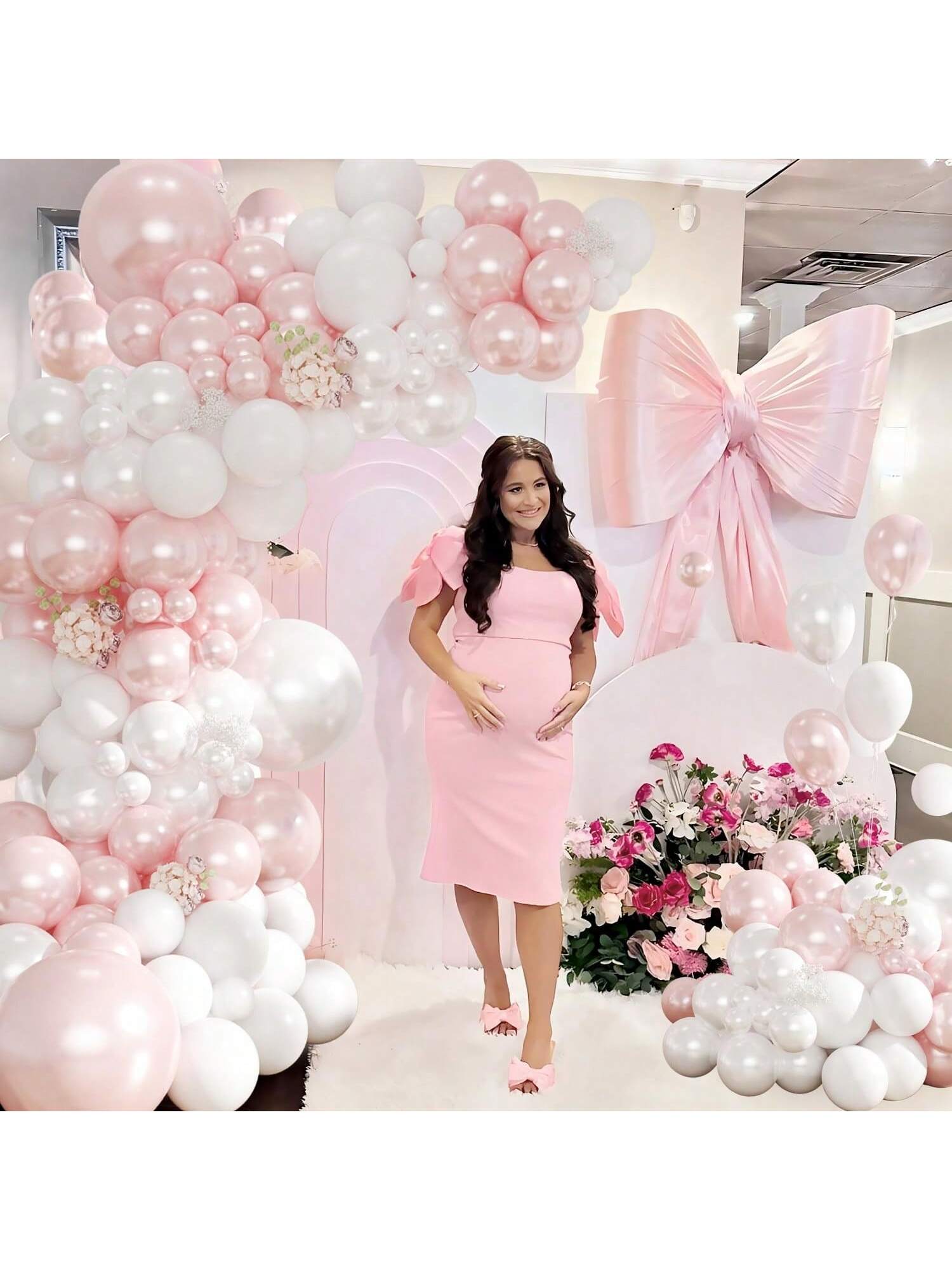 116pcs Pearl Pink Balloon Garland Kit Pink White Balloons Party Decor