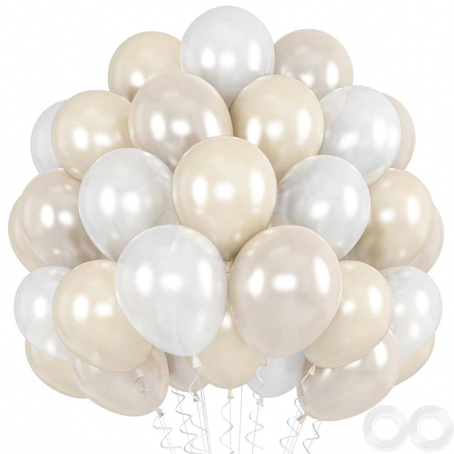 52-Piece 12-Inch Pearl White Double-Stuffed Balloons for Party and Wedding Decor