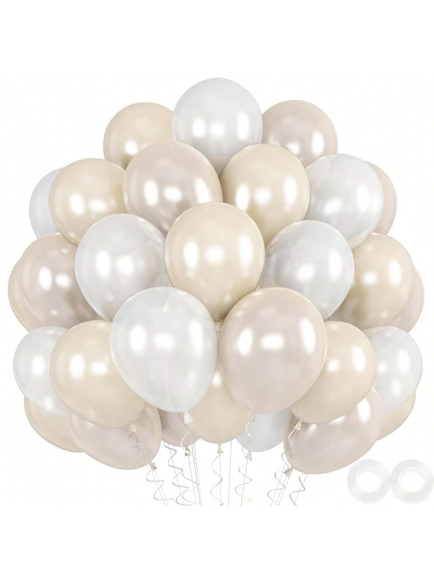 52-Piece 12-Inch Pearl White Double-Stuffed Balloons for Party and Wedding Decor