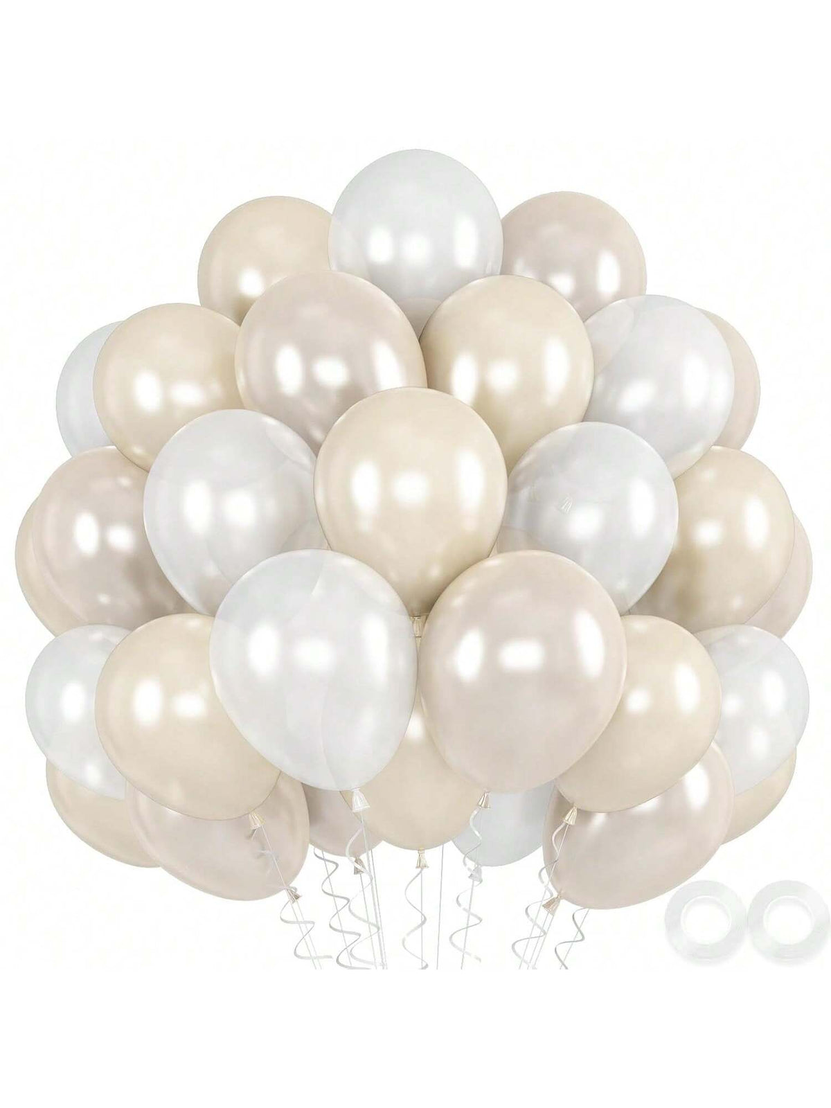 52-Piece 12-Inch Pearl White Double-Stuffed Balloons for Party and Wedding Decor