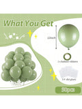 50 Pc 12 Inch Sage Green Matte Balloons with Ribbon for Wedding Baby Shower Parties