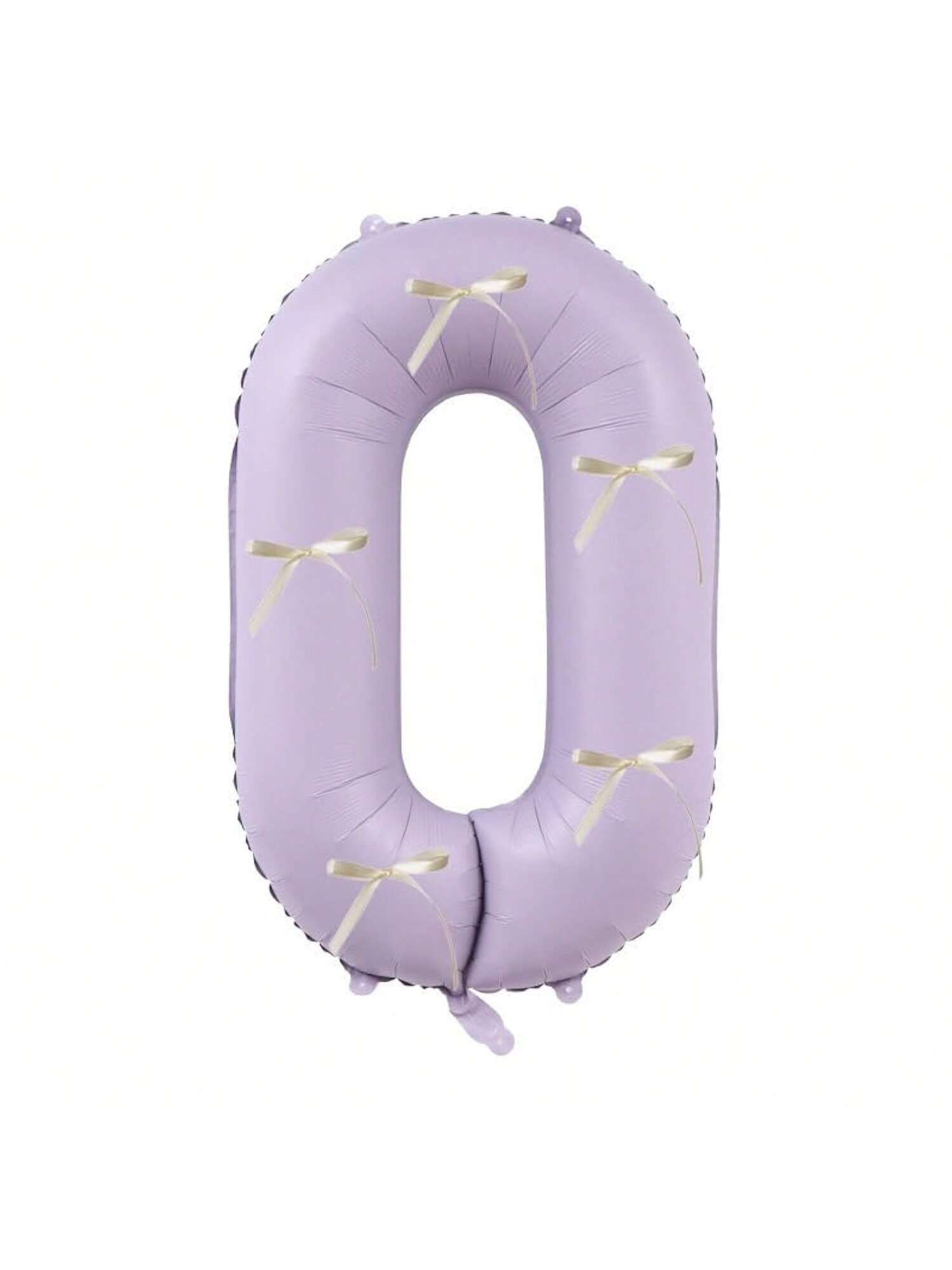 40 Inch Cream and Purple Number 0 Balloon with Ribbon Bow for Birthday or Party