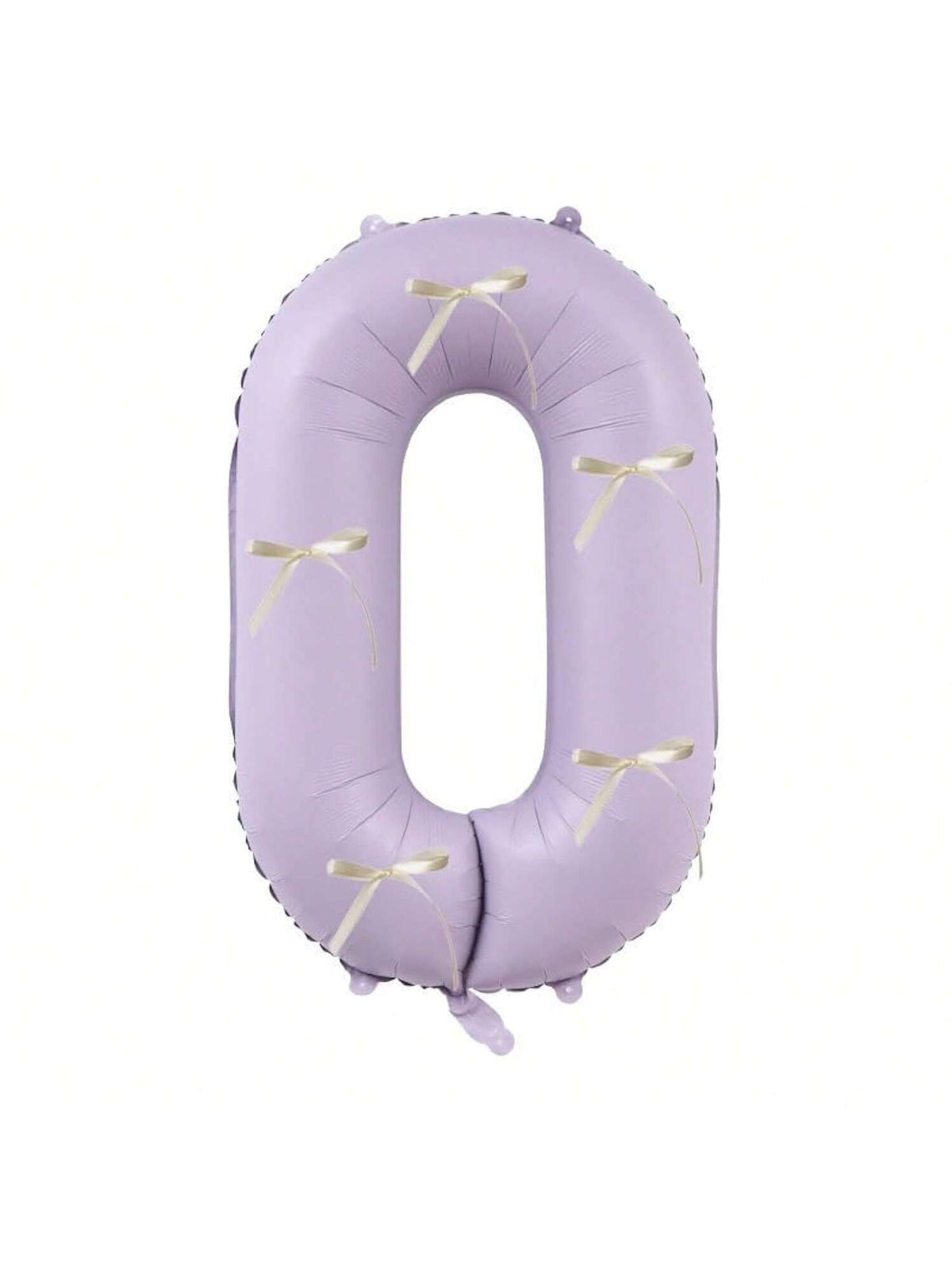 40 Inch Cream and Purple Number 0 Balloon with Ribbon Bow for Birthday or Party