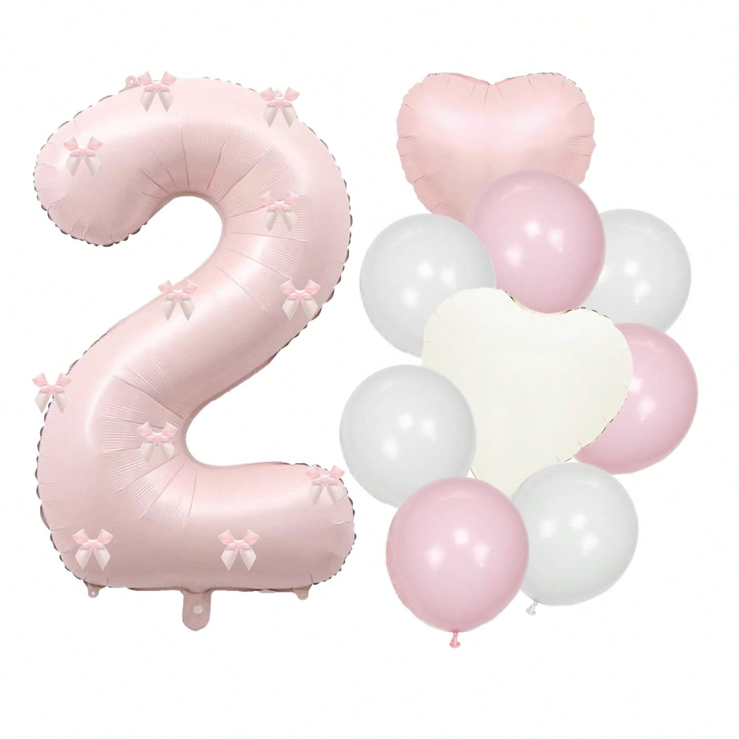 40in Pink Bow Number 2 Balloon Set for 2nd Birthday & Party Decor