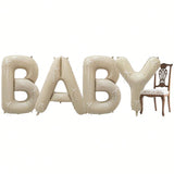 40-Inch Cream White BABY Foil Balloons with Bows for Baby Showers and Gender Reveals
