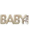 40-Inch Cream White BABY Foil Balloons with Bows for Baby Showers and Gender Reveals