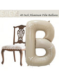 40-Inch Cream White BABY Foil Balloons with Bows for Baby Showers and Gender Reveals