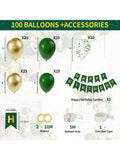 Hunter Green & Gold Balloon Garland 100pcs Birthday & Jungle Party Decor