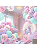 51PCS Unicorn Pastel Balloons Pink Purple White Confetti Party Decor