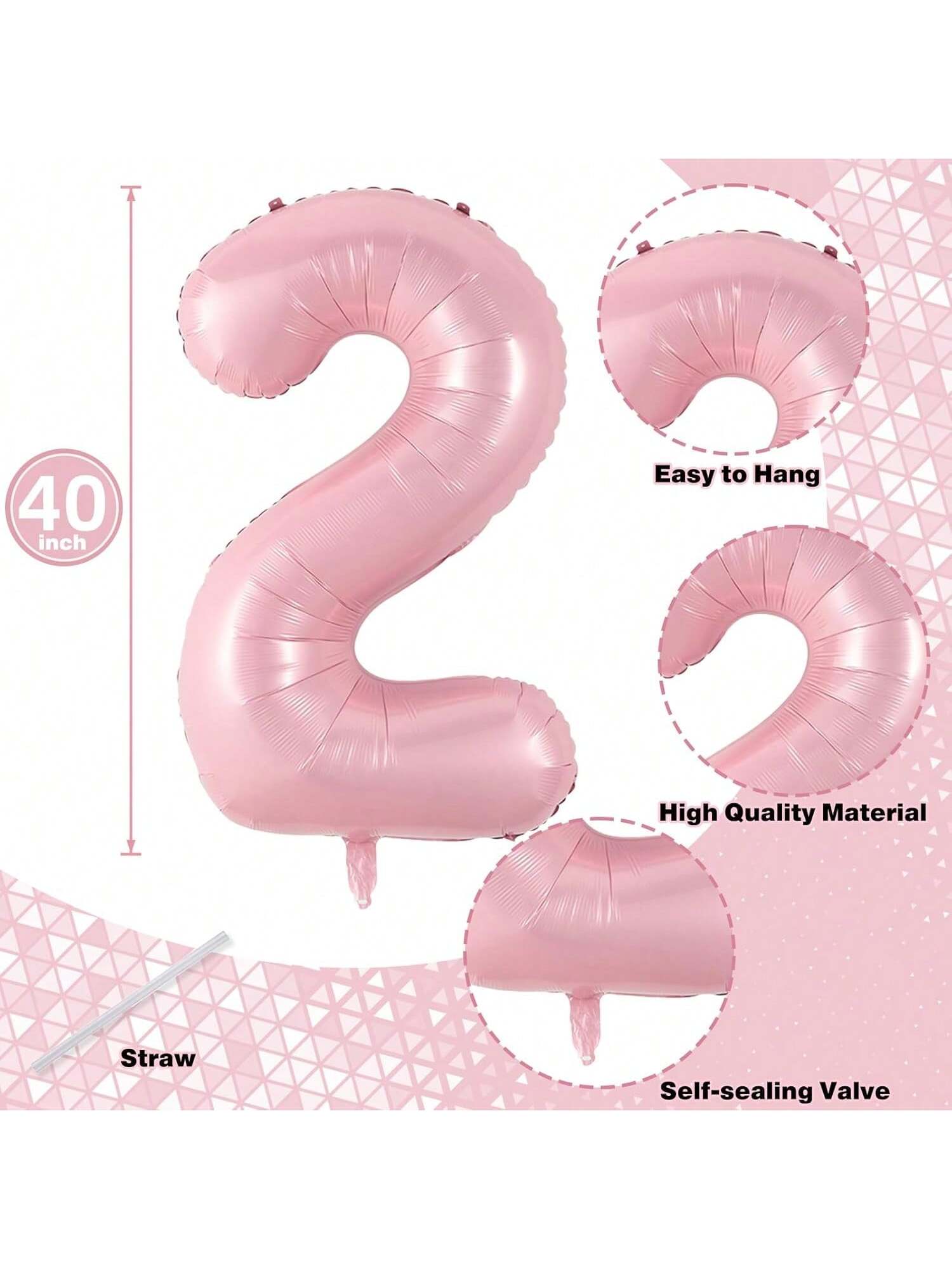 40 Inch Pastel Pink Number 21 Foil Balloon 21st Birthday Anniversary Decor