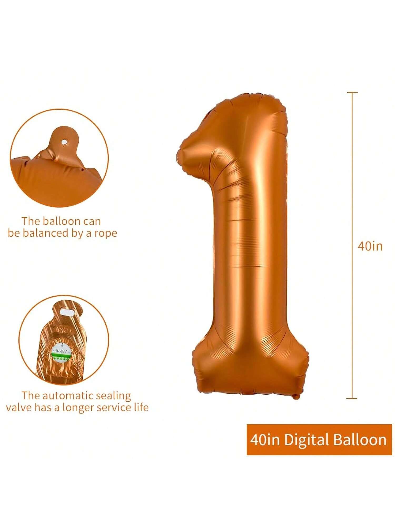 40 Inch Orange Number Balloon for Birthday Wedding and Party Celebrations