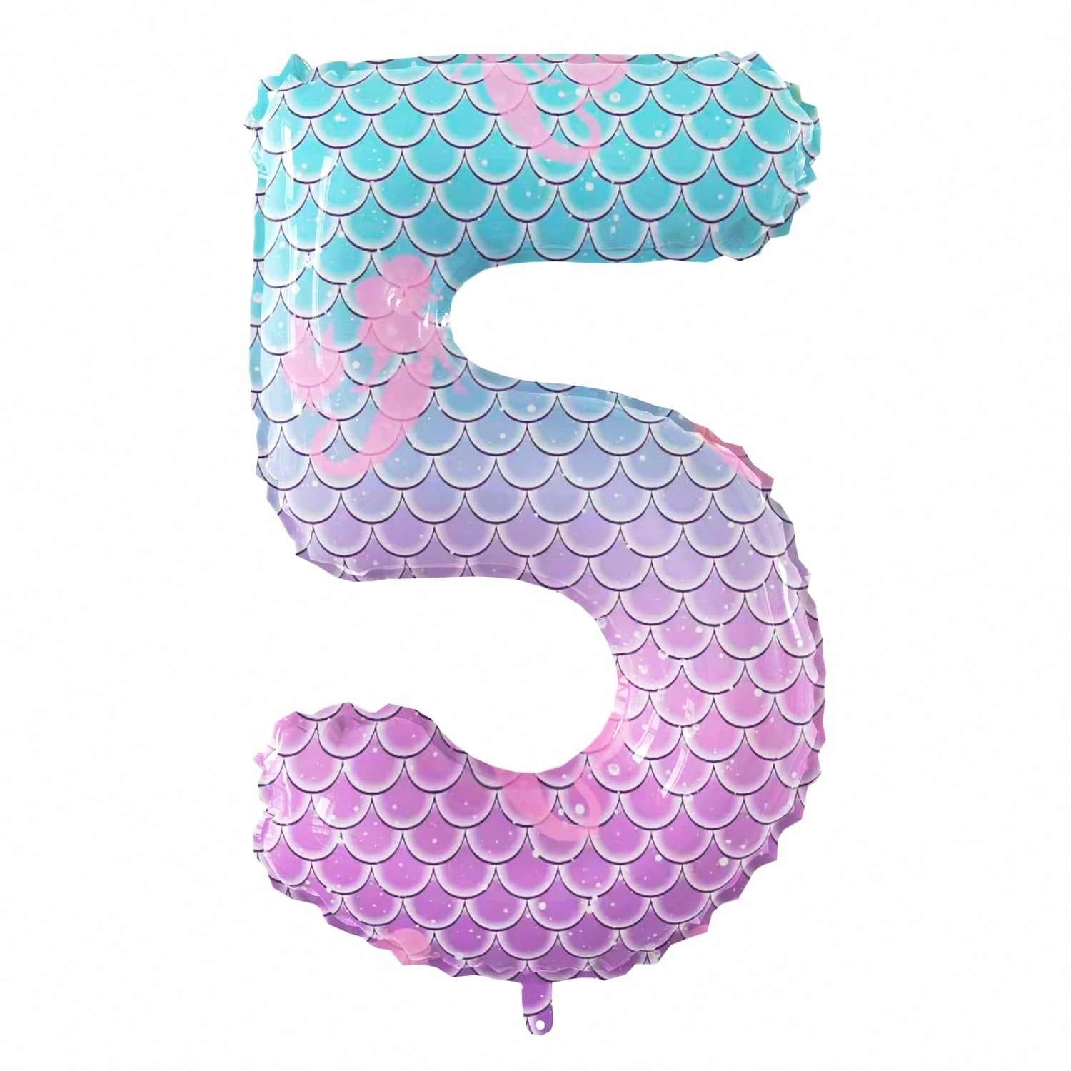 40-Inch Purple Blue Fish Scale Number 5 Balloon for Kids Birthday or Party