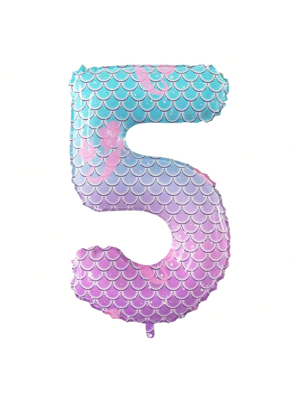 40-Inch Purple Blue Fish Scale Number 5 Balloon for Kids Birthday or Party
