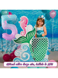 40-Inch Purple Blue Fish Scale Number 5 Balloon for Kids Birthday or Party