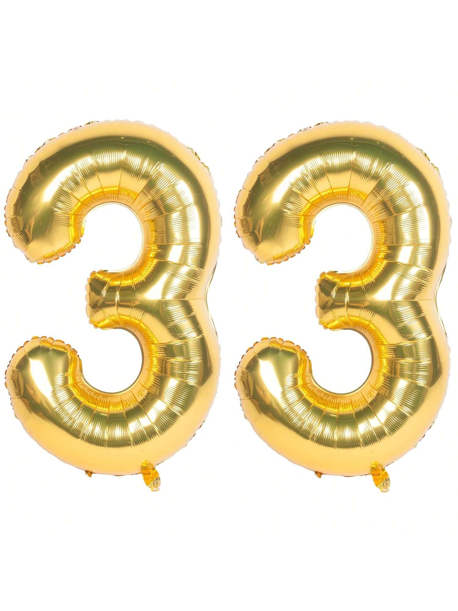 40" Gold Number 33 Helium Foil Balloon For Birthday Party And Banquet Decorations