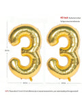 40" Gold Number 33 Helium Foil Balloon For Birthday Party And Banquet Decorations