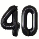 Giant Black 40 Foil Balloon for 40th Birthday, Anniversary, or Party Decor