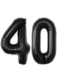 Giant Black 40 Foil Balloon for 40th Birthday, Anniversary, or Party Decor