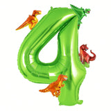 40 Inch Green Dinosaur Number 4 Balloon with 4 Mini Dino Balloons for 4th Birthday