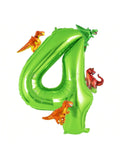 40 Inch Green Dinosaur Number 4 Balloon with 4 Mini Dino Balloons for 4th Birthday