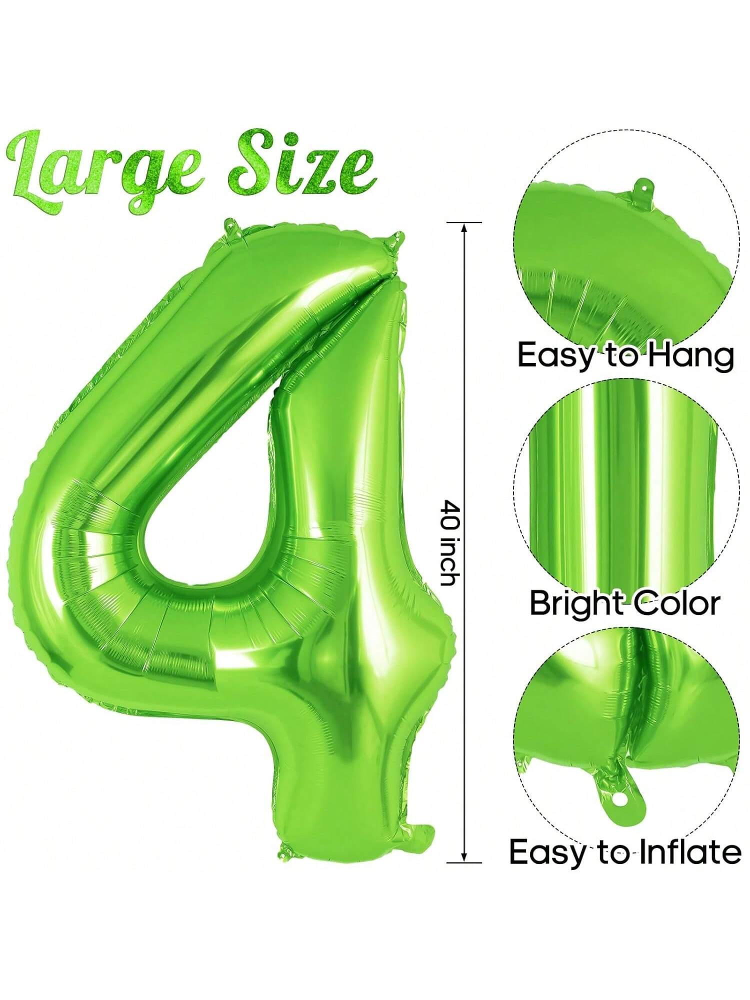40 Inch Green Dinosaur Number 4 Balloon with 4 Mini Dino Balloons for 4th Birthday