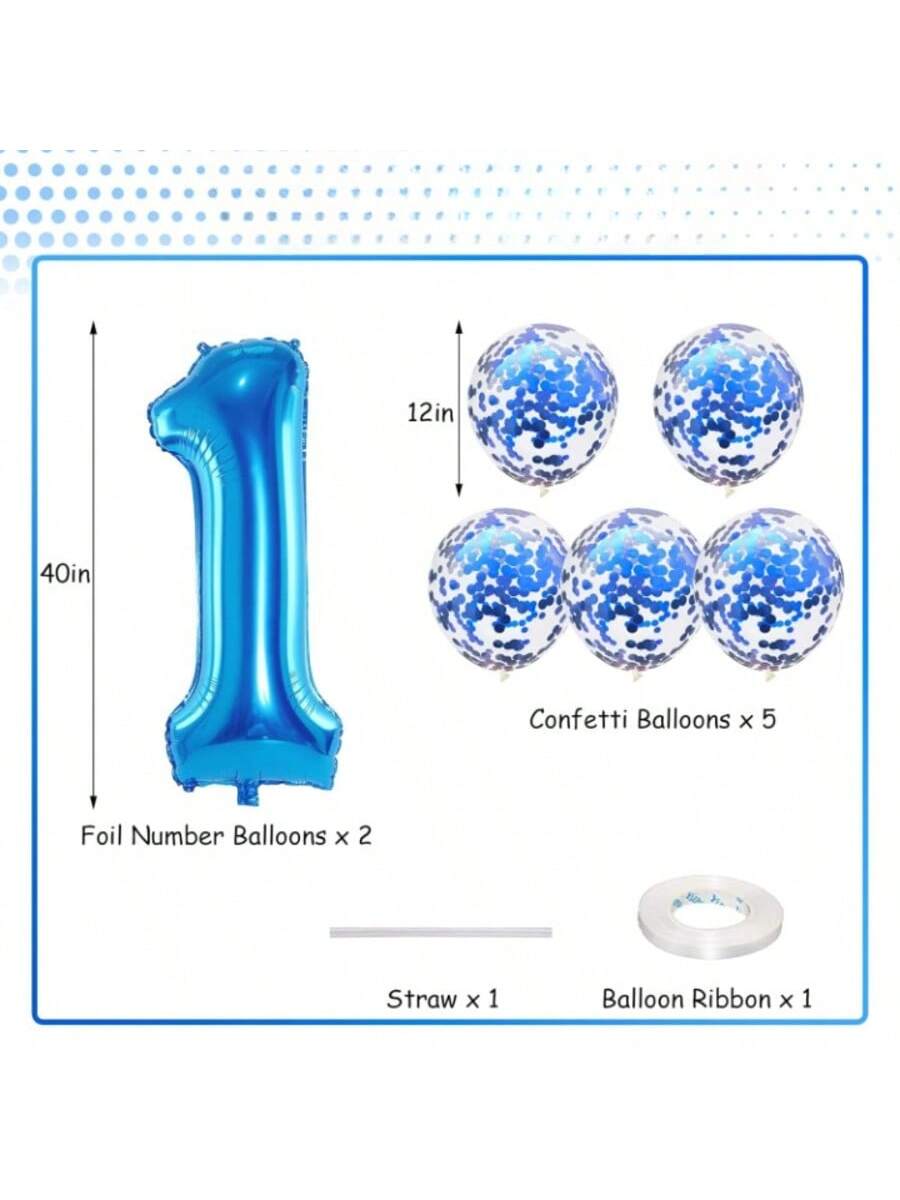 40-Inch Blue Foil Number 17 Balloon with Confetti for Birthday or Anniversary