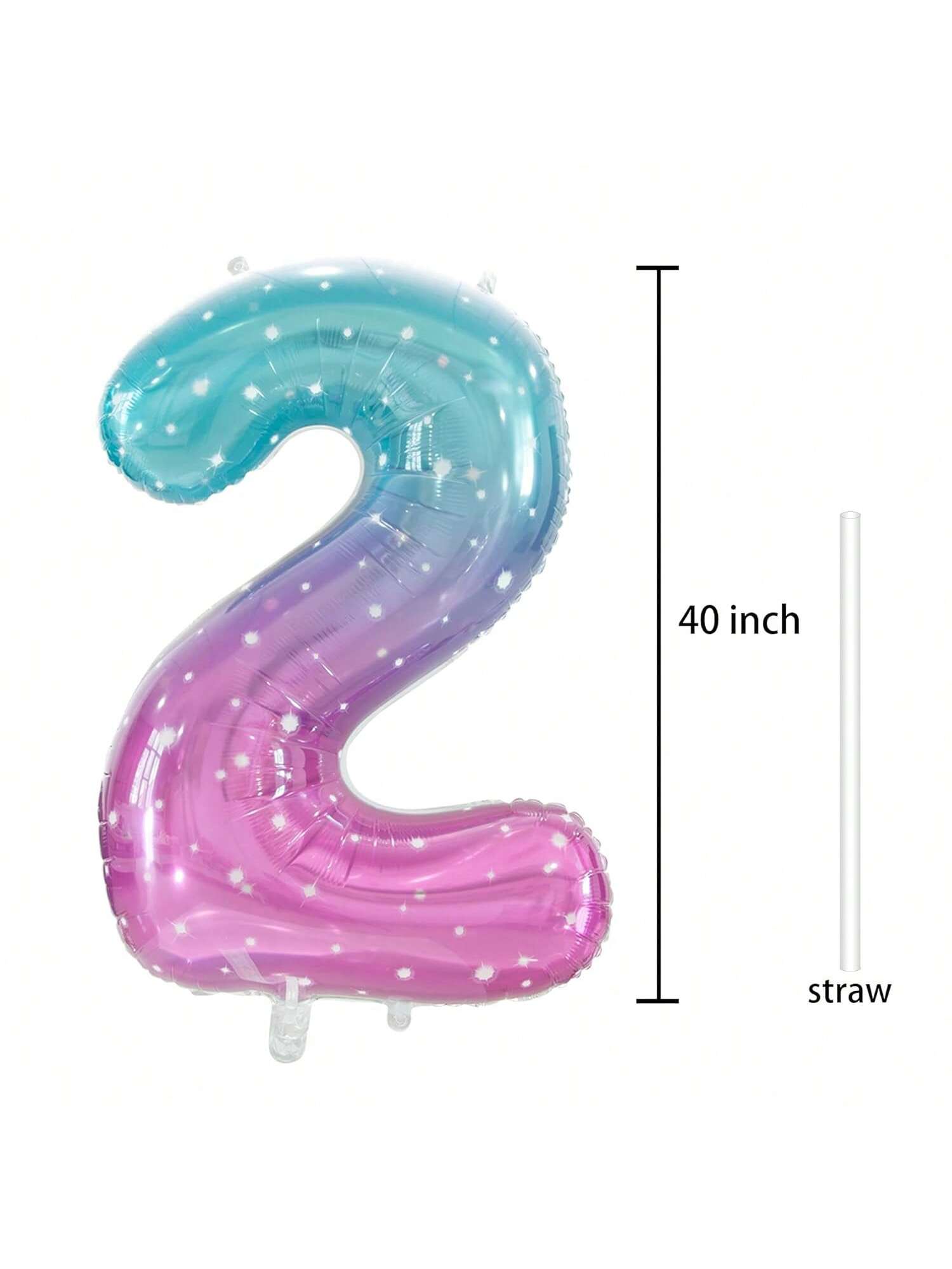 40 Inch Gradient Number 2 Foil Balloon for 2nd Birthday Frozen Party Decor
