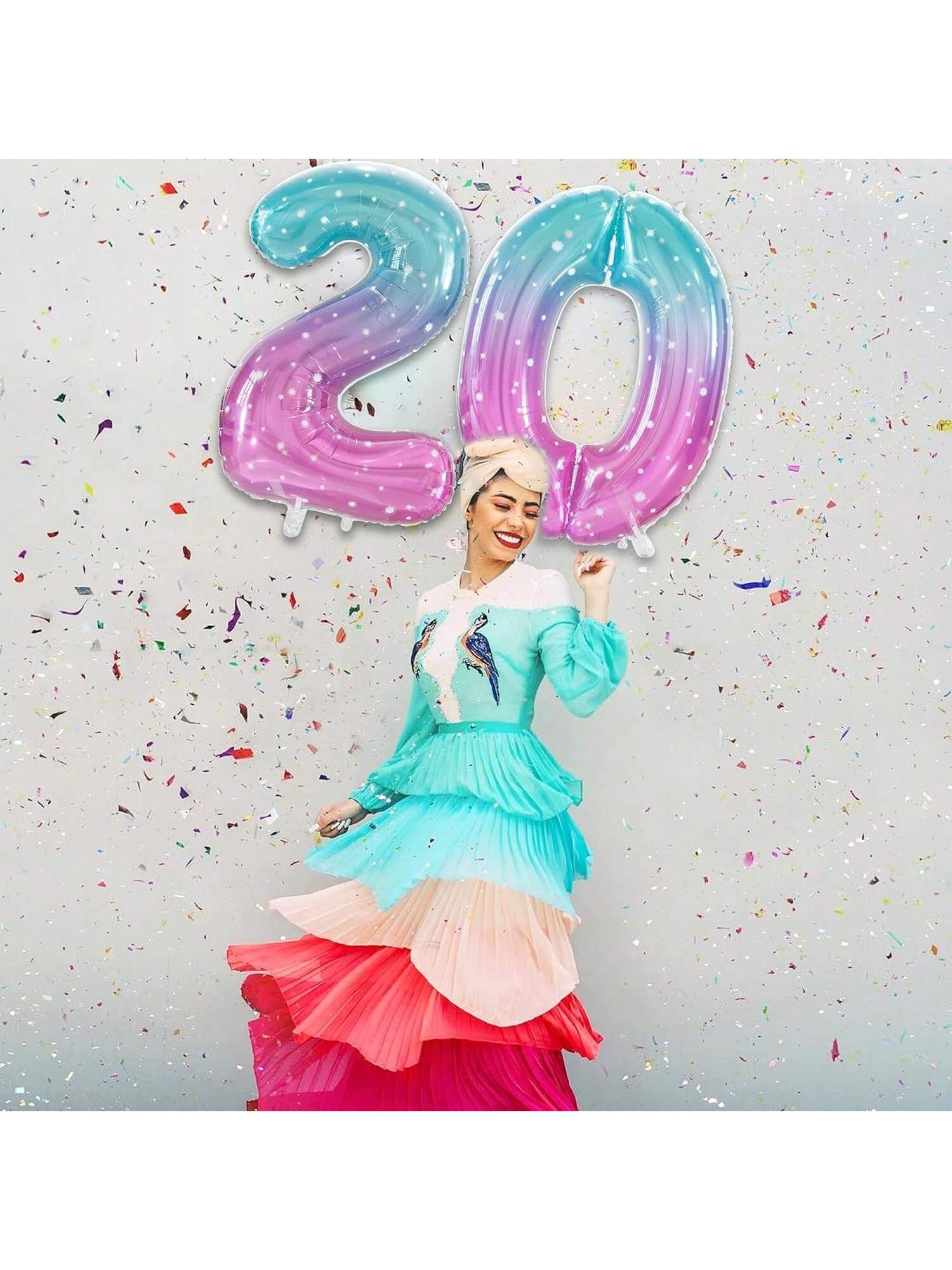 40 Inch Gradient Number 2 Foil Balloon for 2nd Birthday Frozen Party Decor