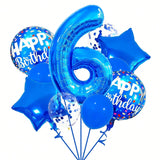 40 Inch Dark Blue Number 6 Balloon with Confetti for Birthday or Party Decor