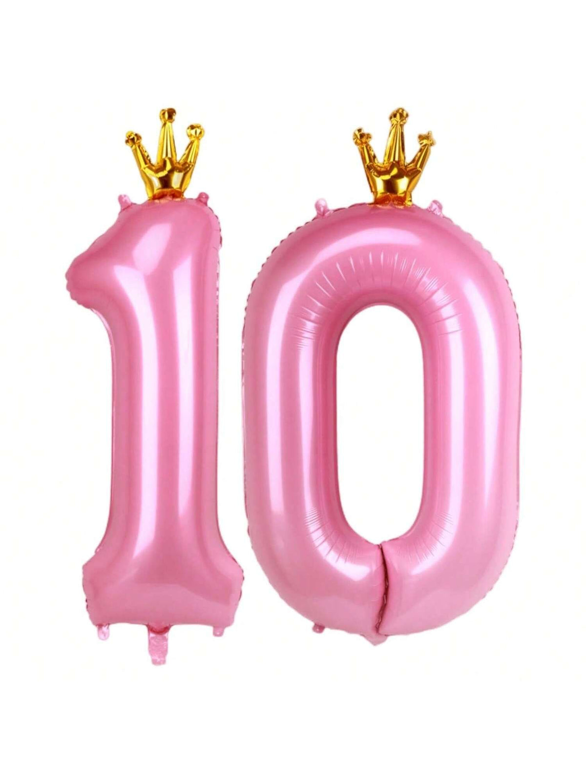 40-Inch Pink Number 10 Foil Balloon with Crown for Girls 10th Birthday or Party