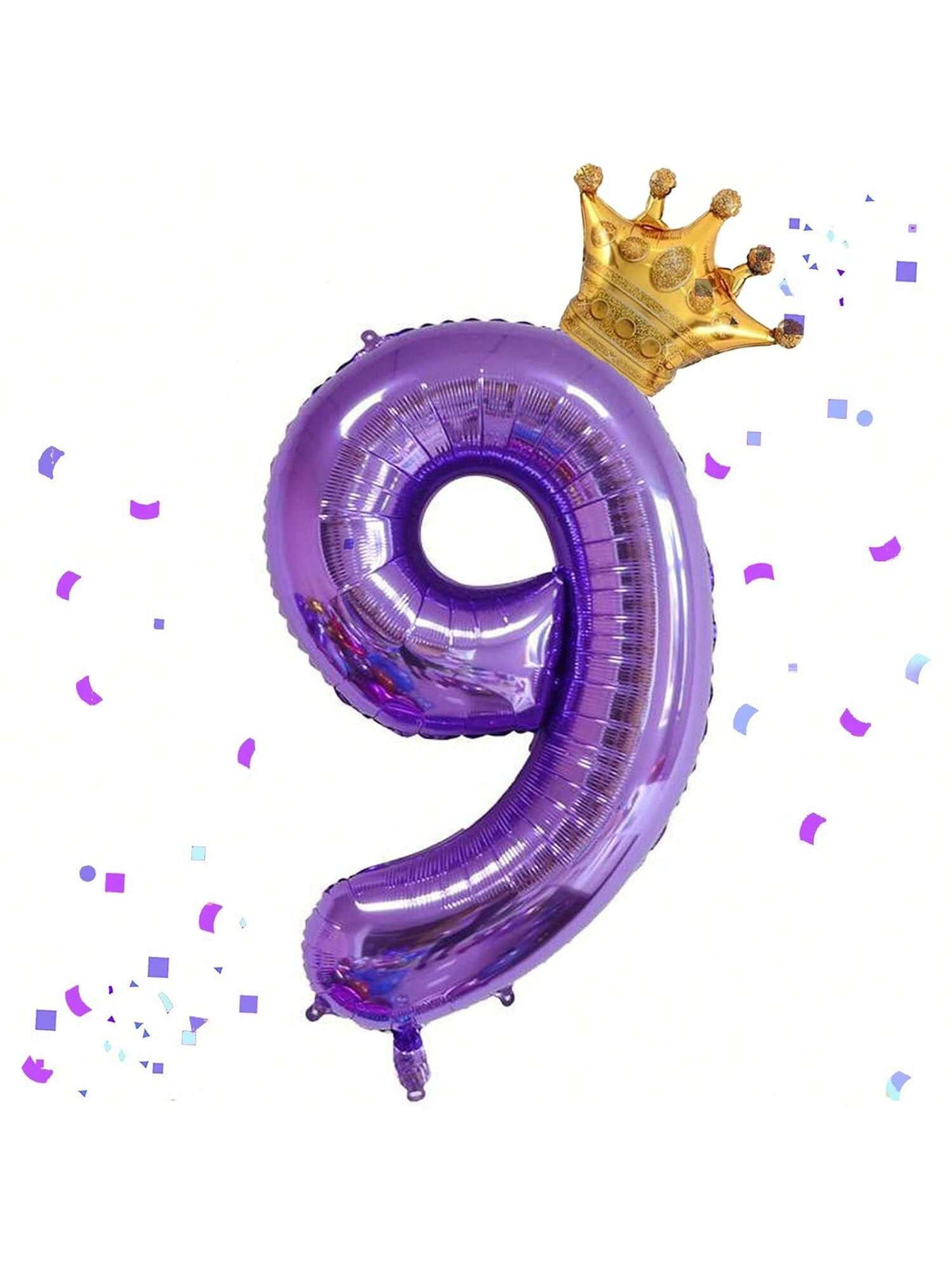 40-Inch Purple Number 9 Balloon with Mini Crown for 9th Birthday Party