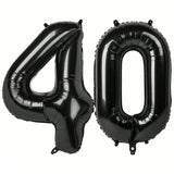 40 Inch Black Number 40 Balloon for 40th Birthday or Anniversary Party