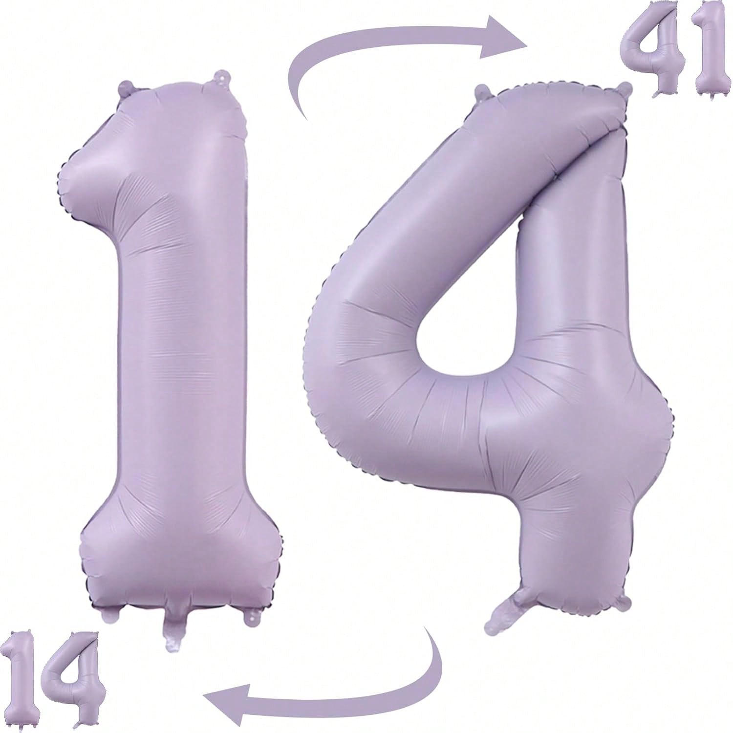 40-Inch Pastel Purple Number 14 Foil Balloon for Birthday or Anniversary Party