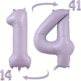 40-Inch Pastel Purple Number 14 Foil Balloon for Birthday or Anniversary Party