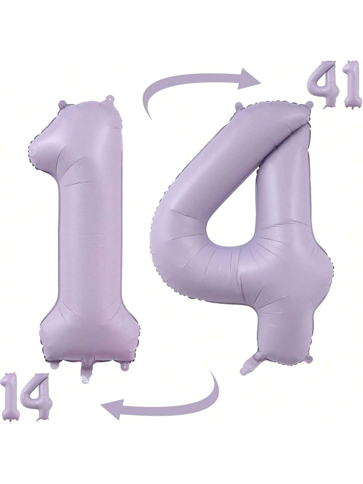 40-Inch Pastel Purple Number 14 Foil Balloon for Birthday or Anniversary Party