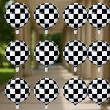 12 Pc 18 Inch Black and White Checkered Foil Balloons for Racing Party Decor