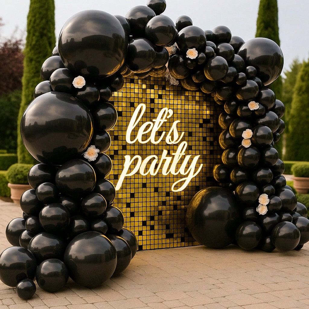 150 Pc Black Balloons in Various Sizes for Balloon Garland Arch Halloween Birthday and Party