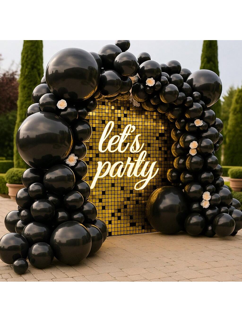 150 Pc Black Balloons in Various Sizes for Balloon Garland Arch Halloween Birthday and Party
