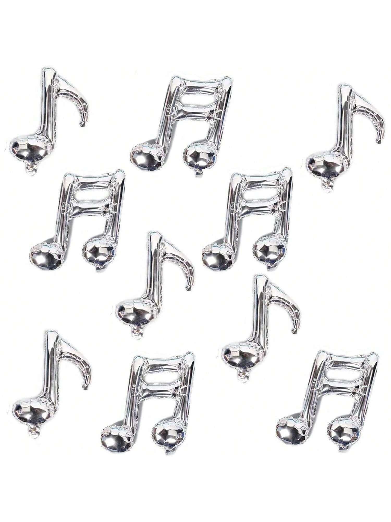 10 Pc Silver Musical Note Foil Balloons for Birthday and Music Themed Party