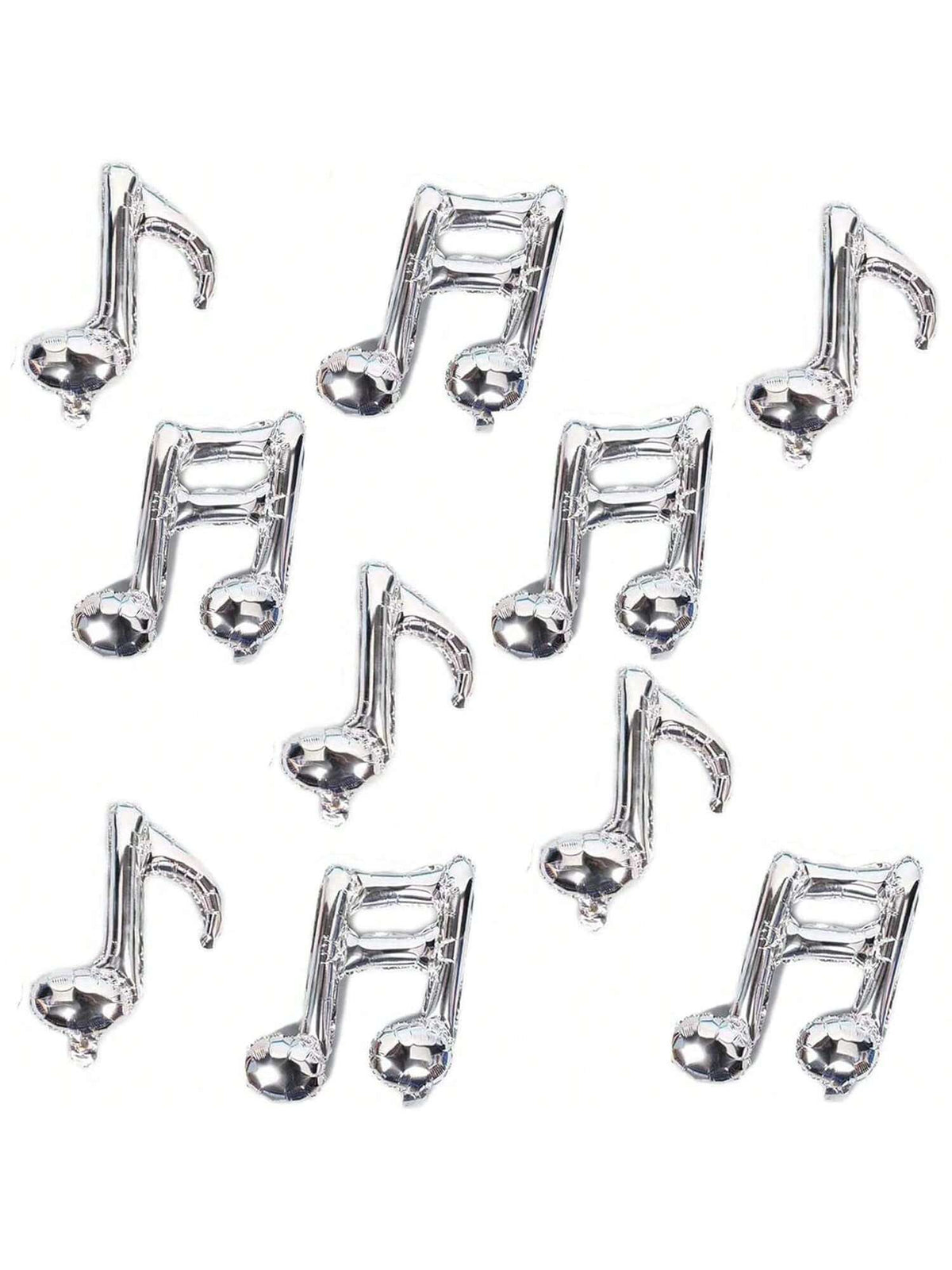 10 Pc Silver Musical Note Foil Balloons for Birthday and Music Themed Party